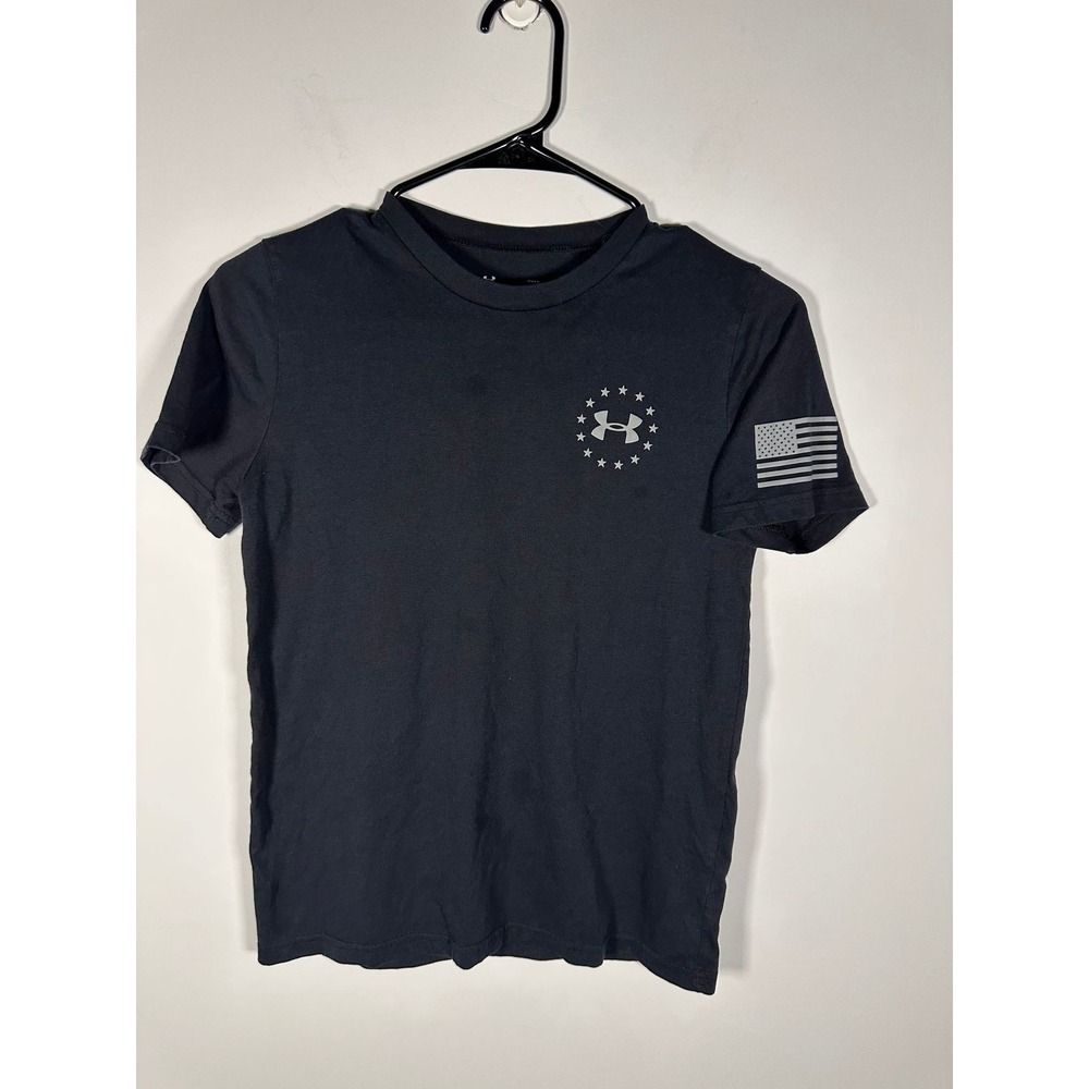 Under ArmourShirt Boys M Freedom American Flag HeatGear Black Graphic USA